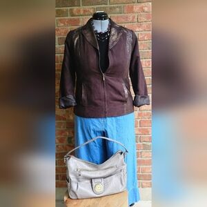 Studio Works Brown Leather Jacket Tailored Fit